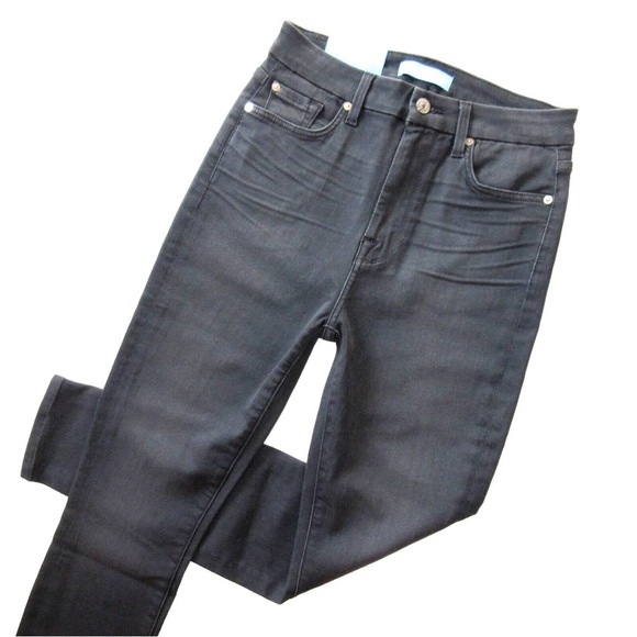 7 for all man kind gray high waisted ankle skinny jeans - Picture 2 of 5